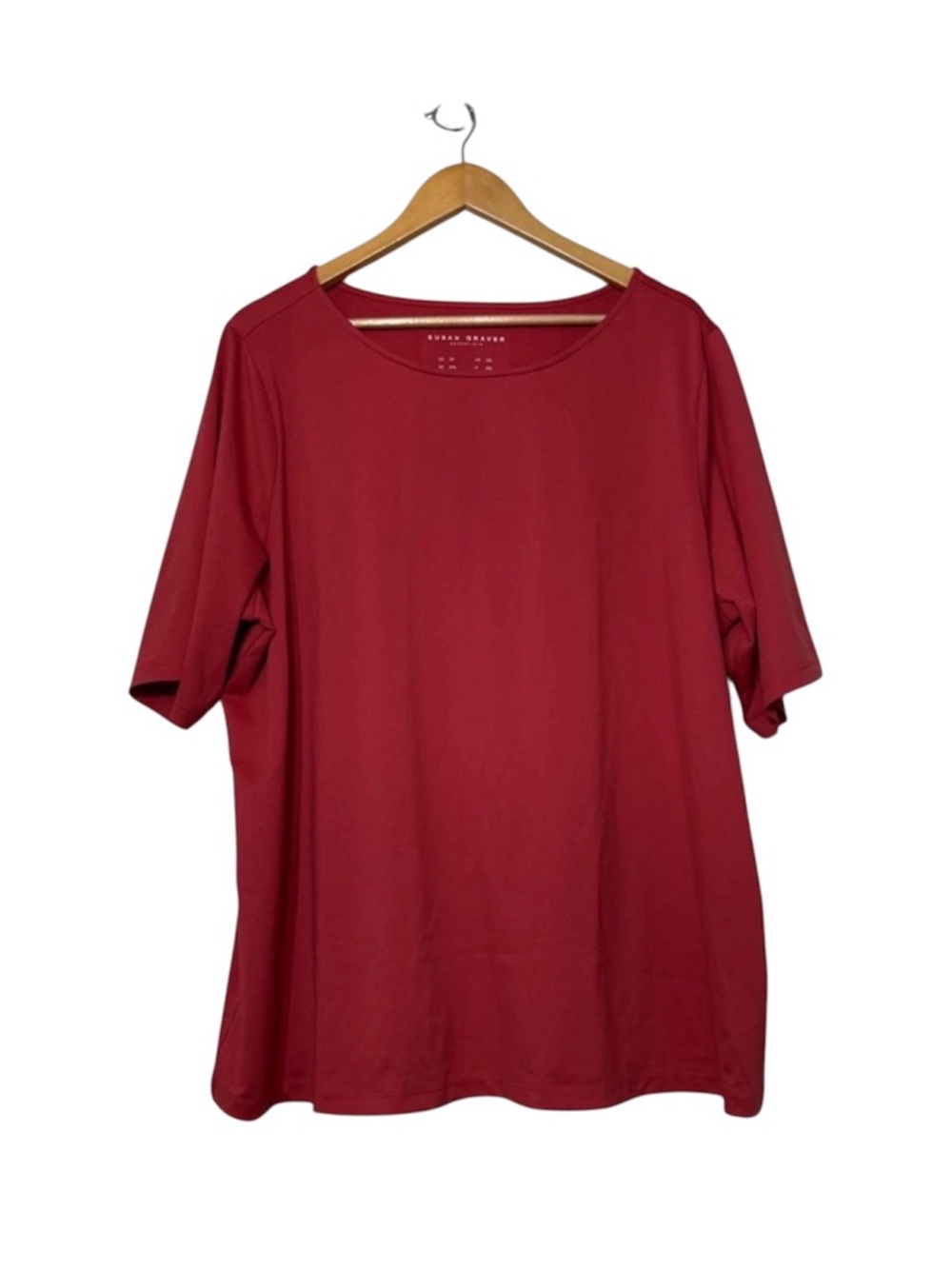 Susan Graver Modern Essentials Liquid Knit Short Sleeve Red 2XL T Shirt